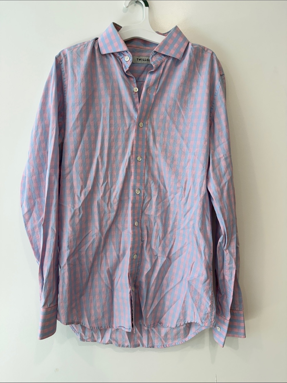 Twillory Pink and Light Blue Striped Men's Button-Down Shirt